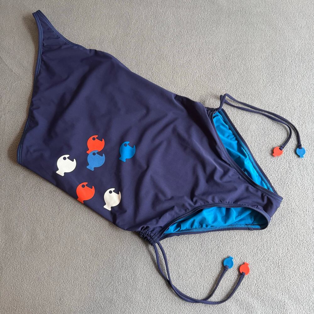 Marc By Marc‎ Jacobs Swimwear One Shoulder Fish One Piece Swim Womens S Blue